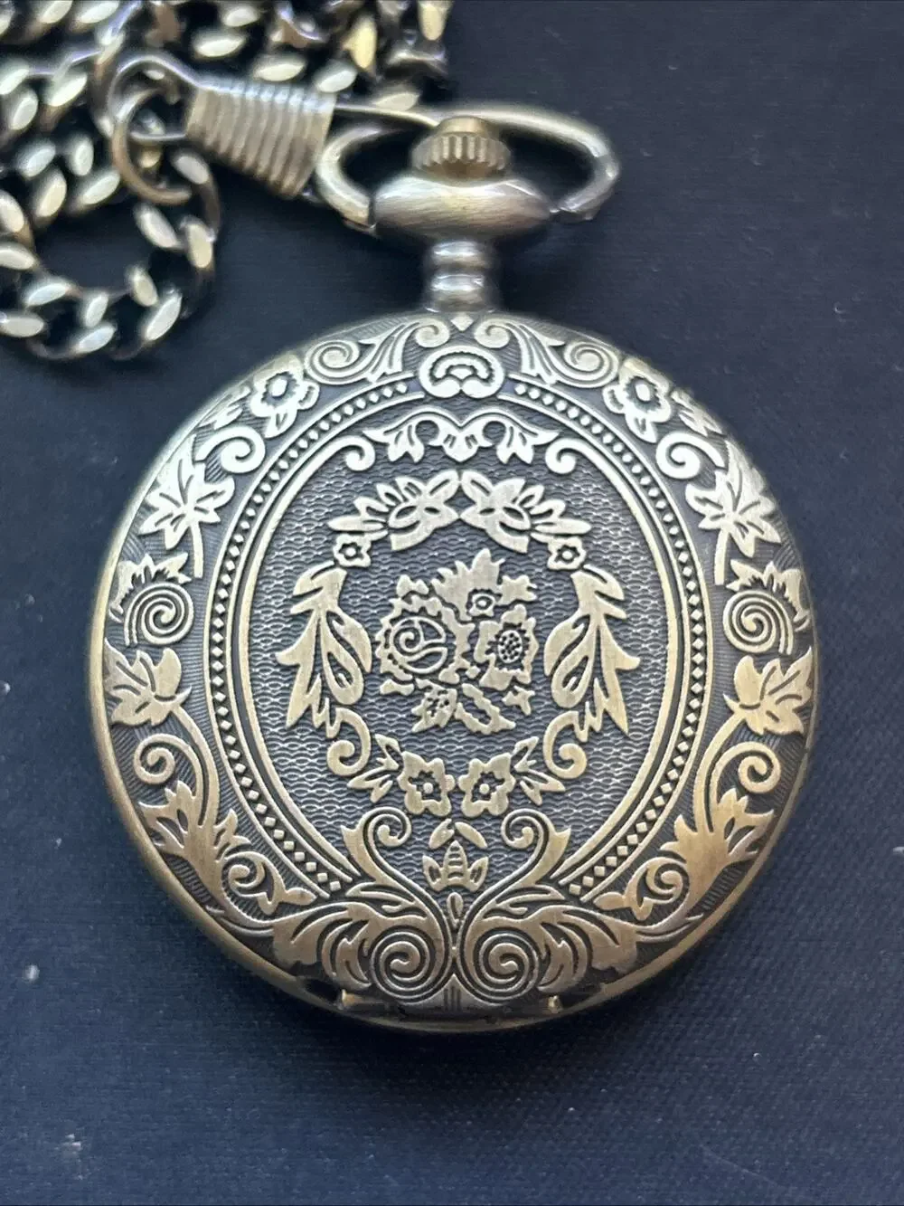Bronze Tone Quartz Pocket Watch